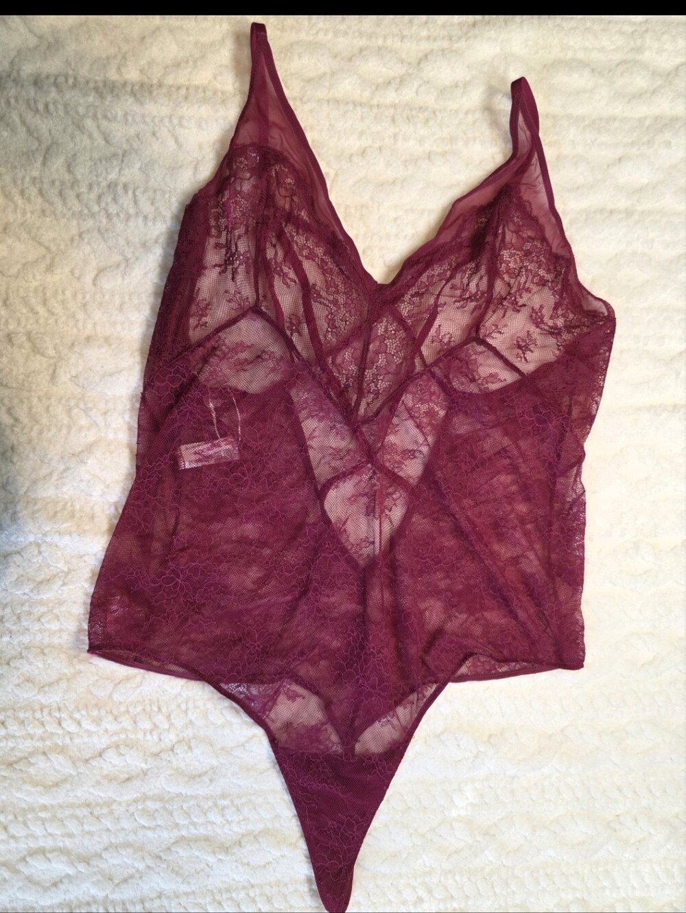 Adore Me Red Plum Lace Teddy Bodysuit Lingerie 3X NWT